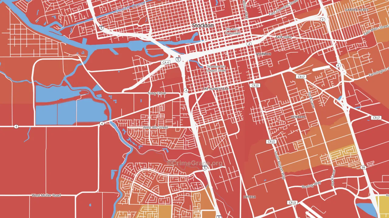 Seaport, Stockton, CA Map of Robbery Rates