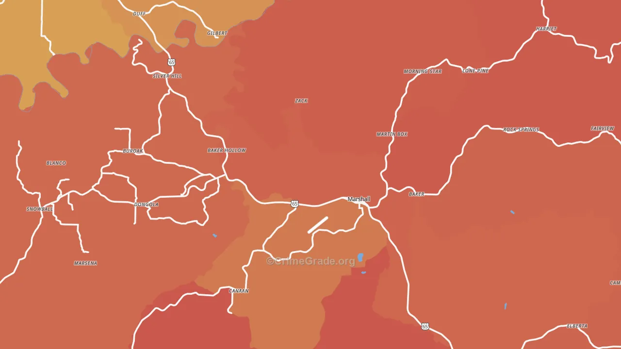 Searcy County, AR Map of Robbery Rates