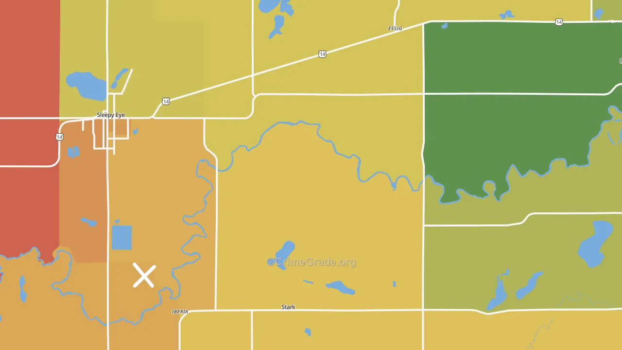Searles, MN Map of Robbery Rates