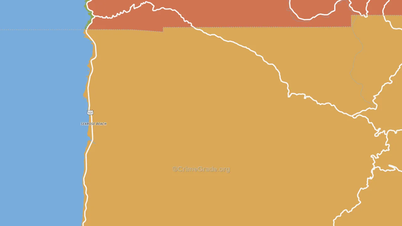 Searose Beach, OR Map of Robbery Rates