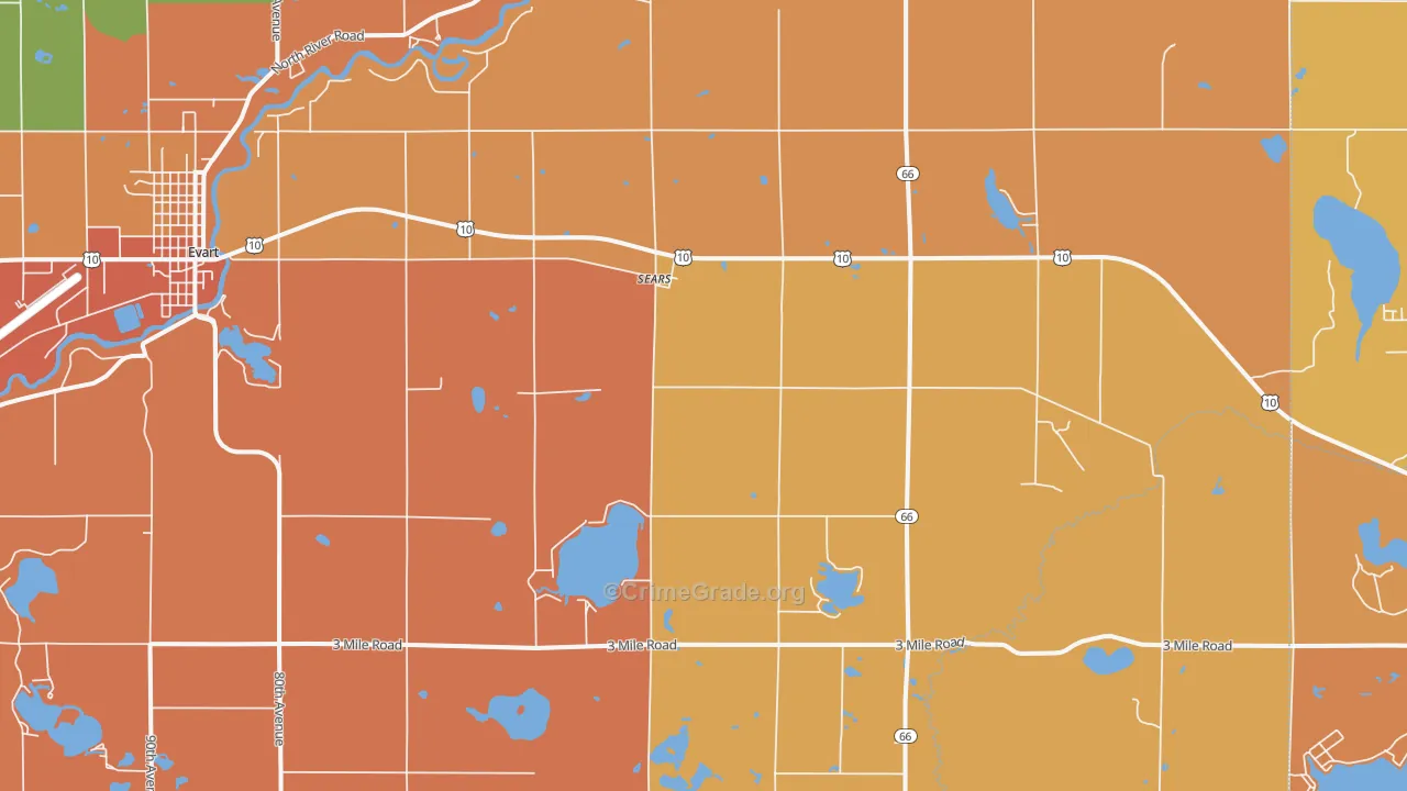 Sears, MI Map of Robbery Rates