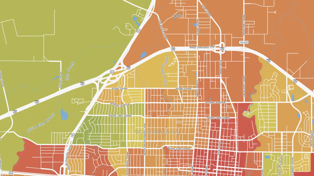 Sears Park Area, Abilene, TX Map of Robbery Rates