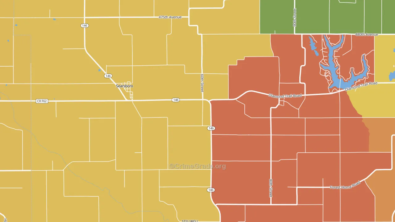 Searsboro, IA Map of Robbery Rates