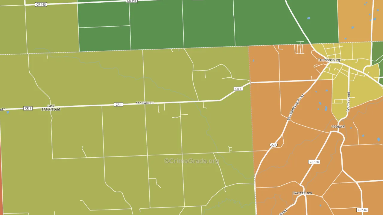 Searsburg, NY Map of Robbery Rates