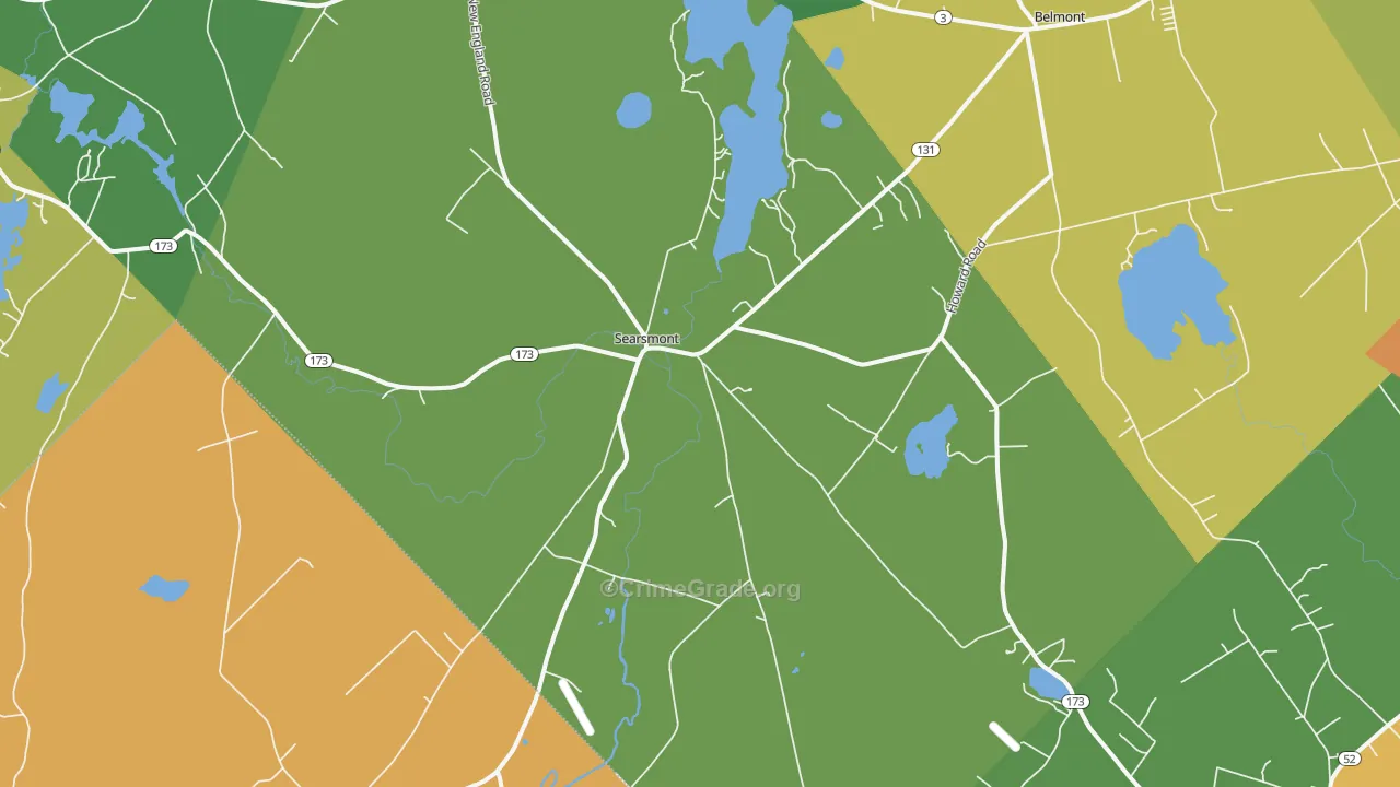 Searsmont, ME Map of Robbery Rates