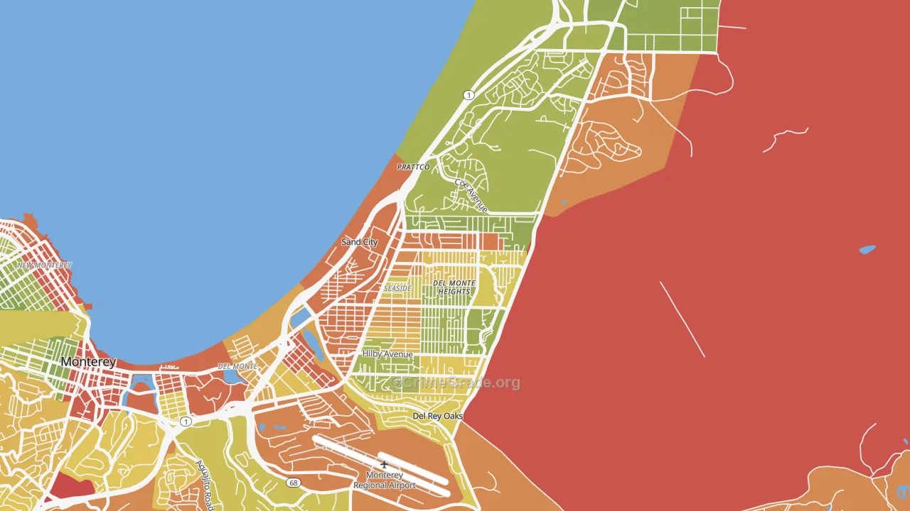 Seaside, CA Map of Robbery Rates
