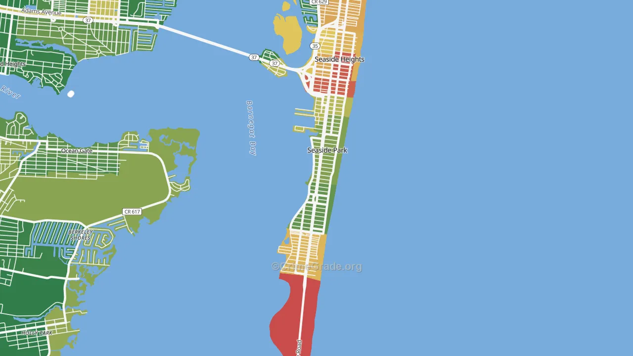 Seaside Park, NJ Map of Robbery Rates