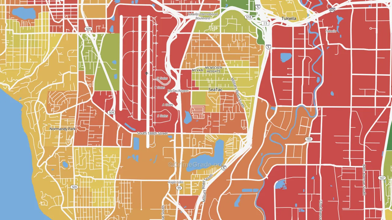 SeaTac, WA Map of Robbery Rates