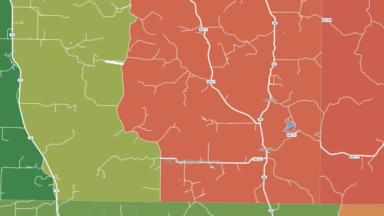 Seaton, MO Map of Robbery Rates