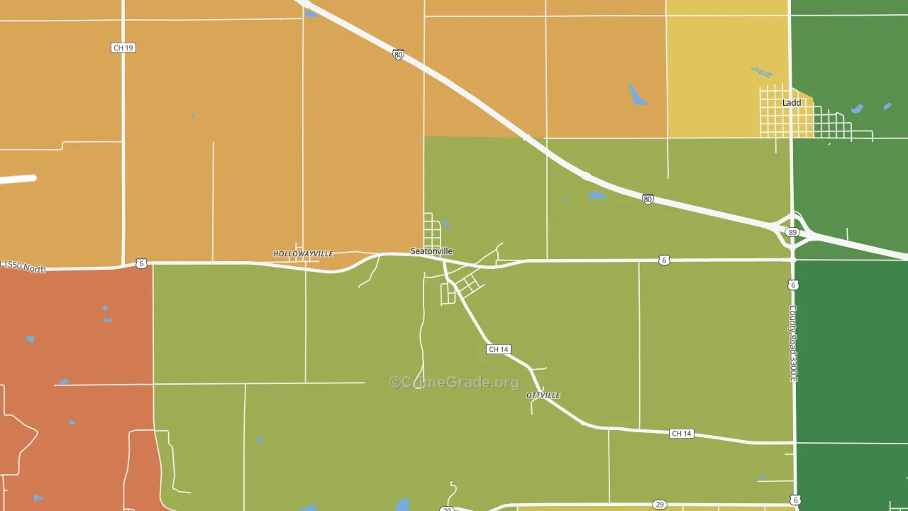 Seatonville, IL Map of Robbery Rates