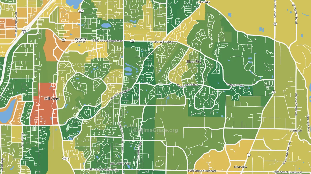 Seattle Hill-Silver Firs, Silver Firs, WA Map of Robbery Rates