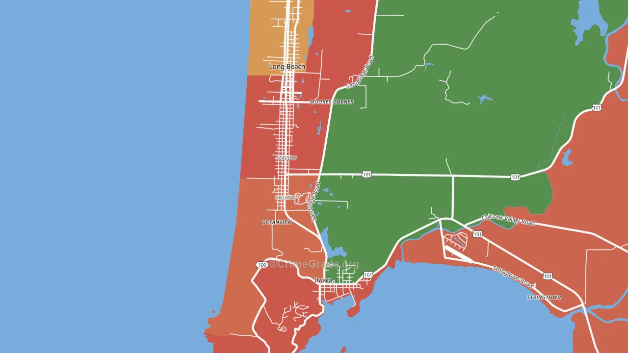 Seaview, WA Map of Robbery Rates