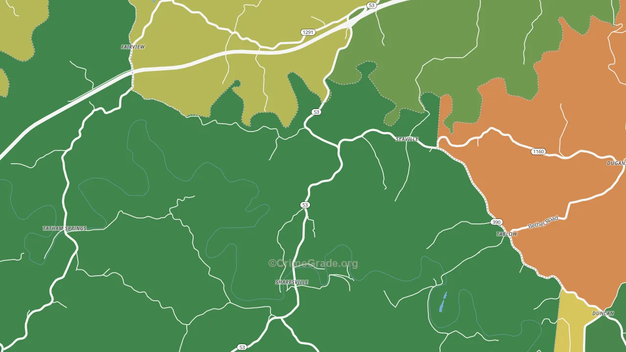 Seaville, KY Map of Robbery Rates