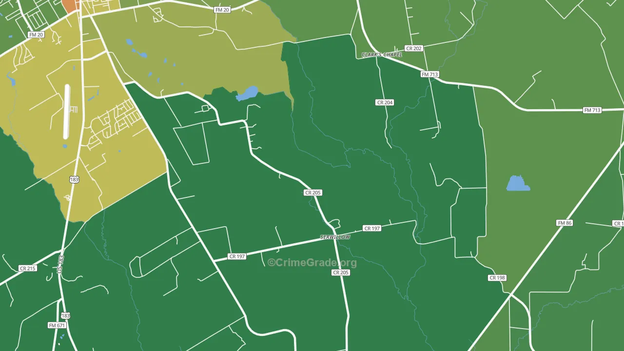 Seawillow, TX Map of Robbery Rates