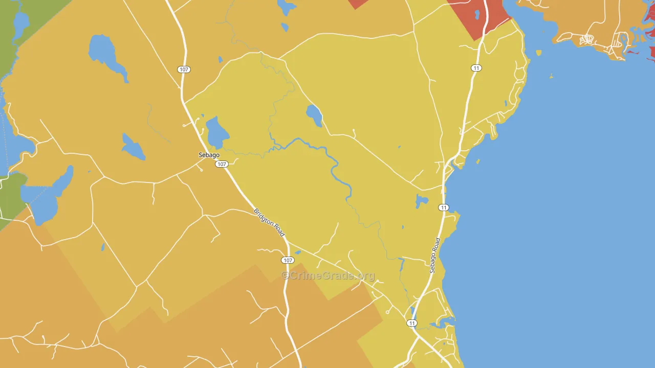 Sebago, ME Map of Robbery Rates