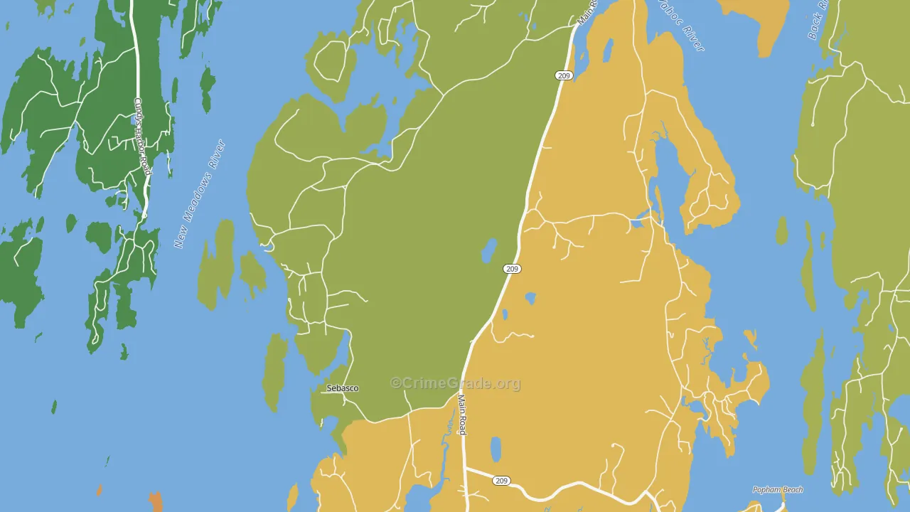 Sebasco Estates, ME Map of Robbery Rates