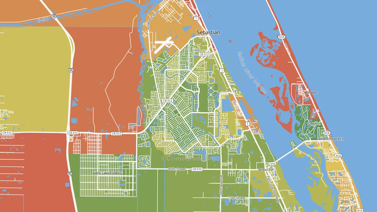 Sebastian, FL Map of Robbery Rates