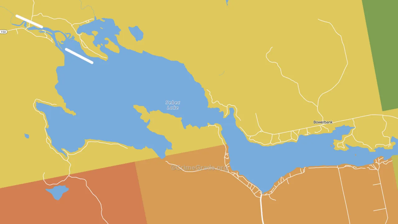 Sebec Lake, ME Map of Robbery Rates