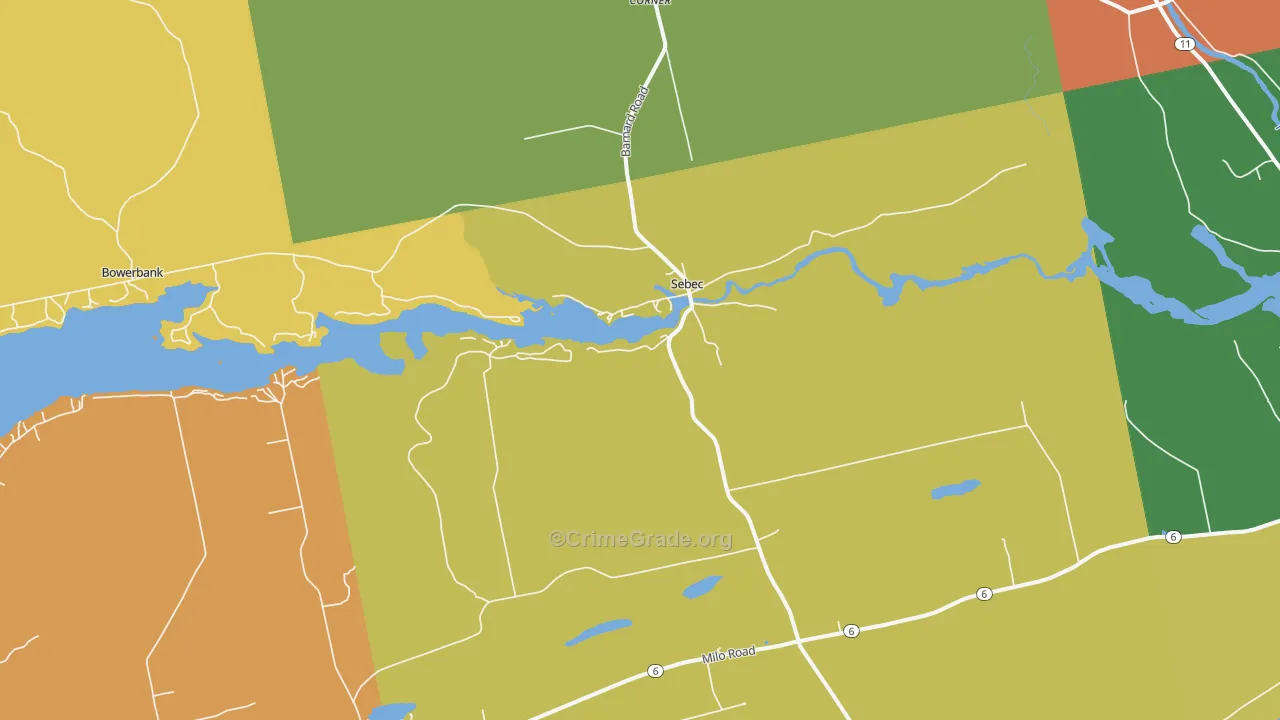 Sebec, ME Map of Robbery Rates