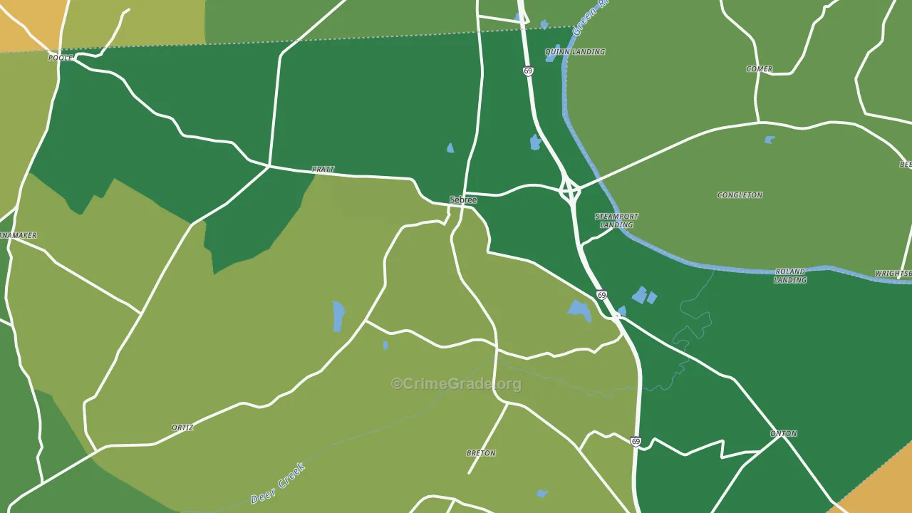 Sebree, KY Map of Robbery Rates
