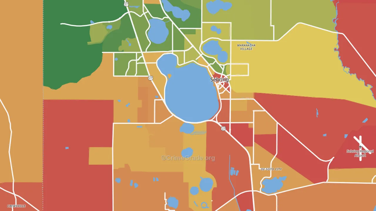 Sebring, FL Map of Robbery Rates