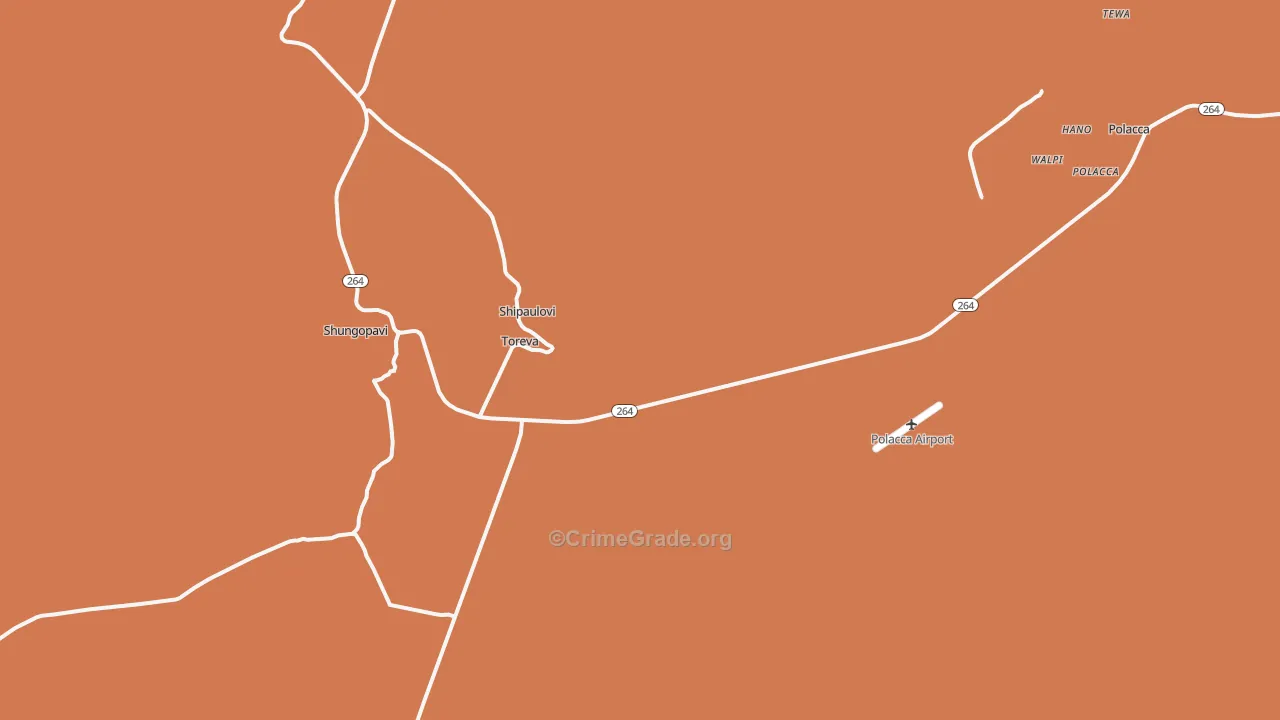 Second Mesa, AZ Map of Robbery Rates