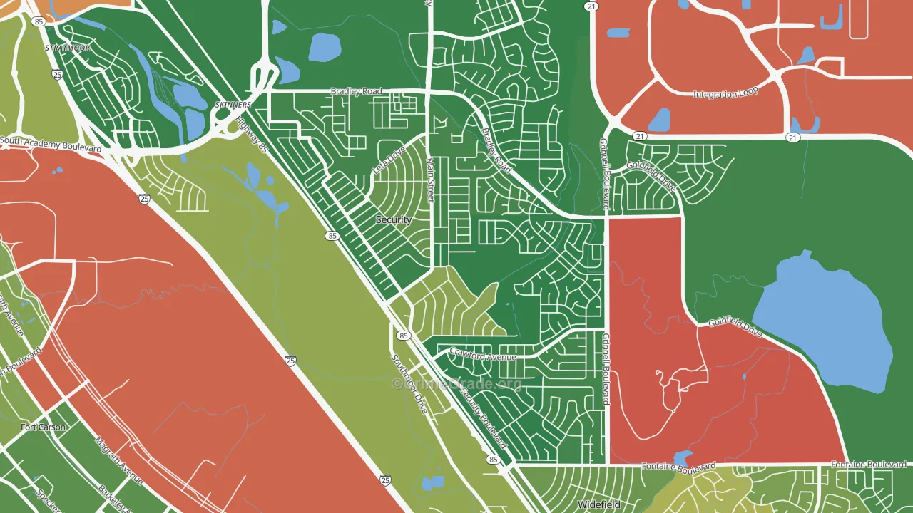 Security, Security-Widefield, CO Map of Robbery Rates