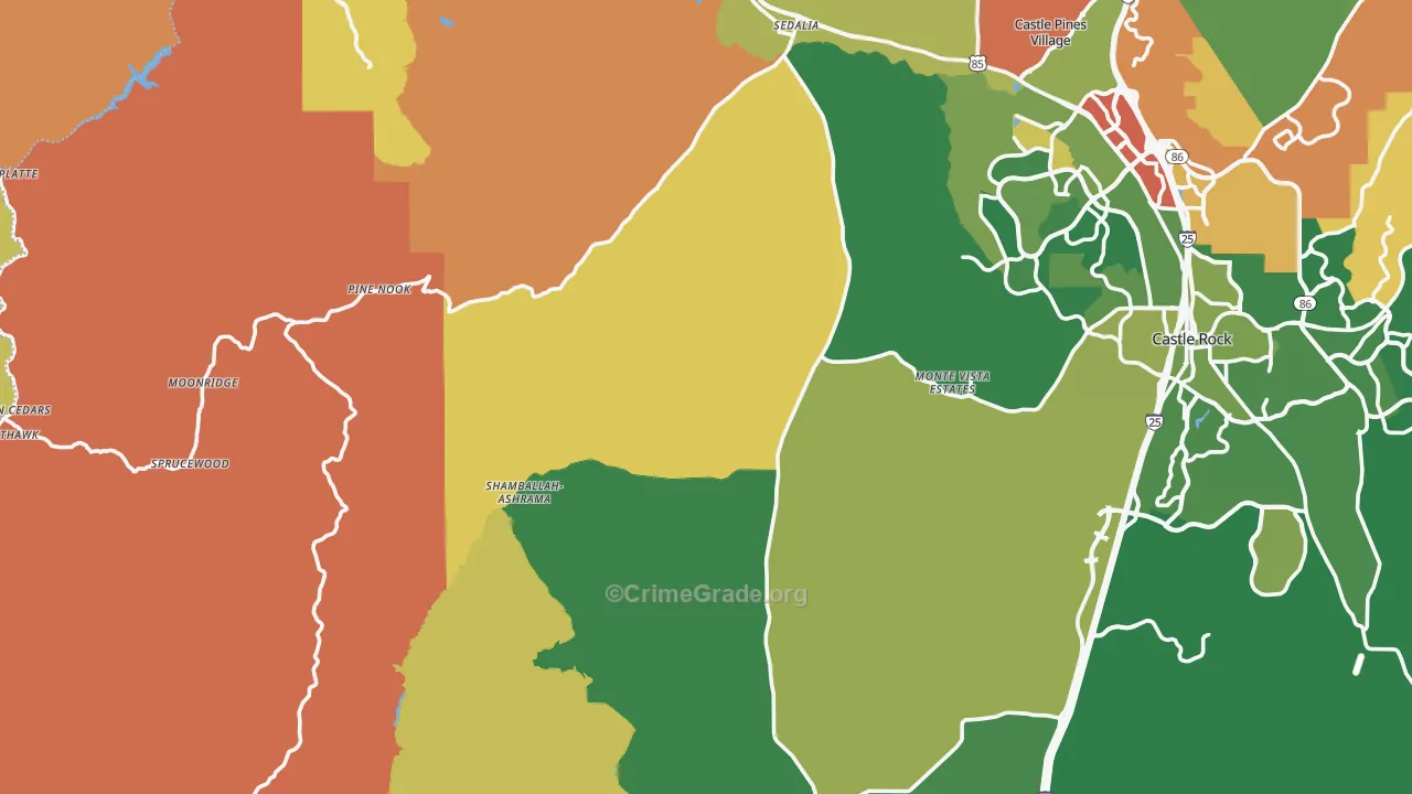 Sedalia, CO Map of Robbery Rates