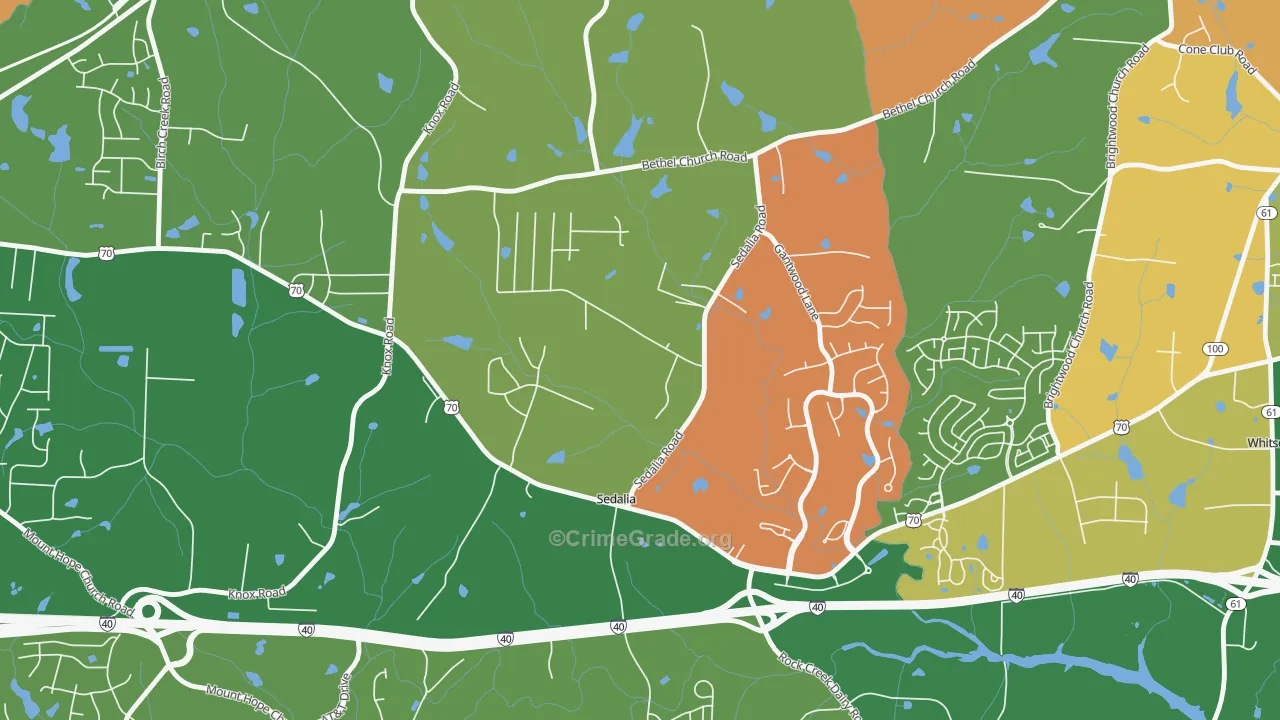 Sedalia, NC Map of Robbery Rates