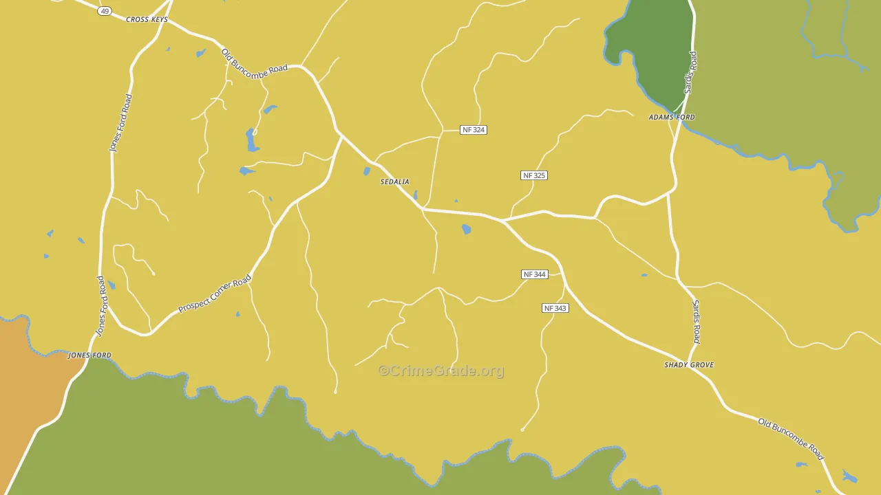 Sedalia, SC Map of Robbery Rates