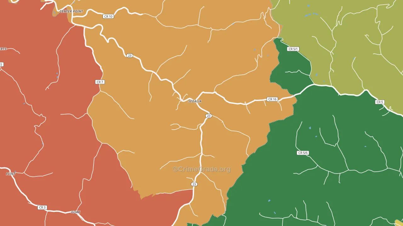 Sedalia, WV Map of Robbery Rates