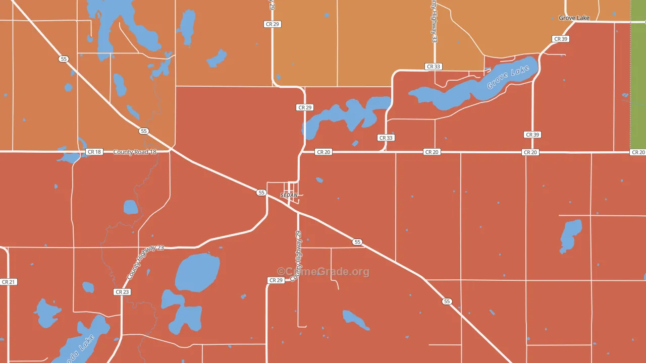 Sedan, MN Map of Robbery Rates