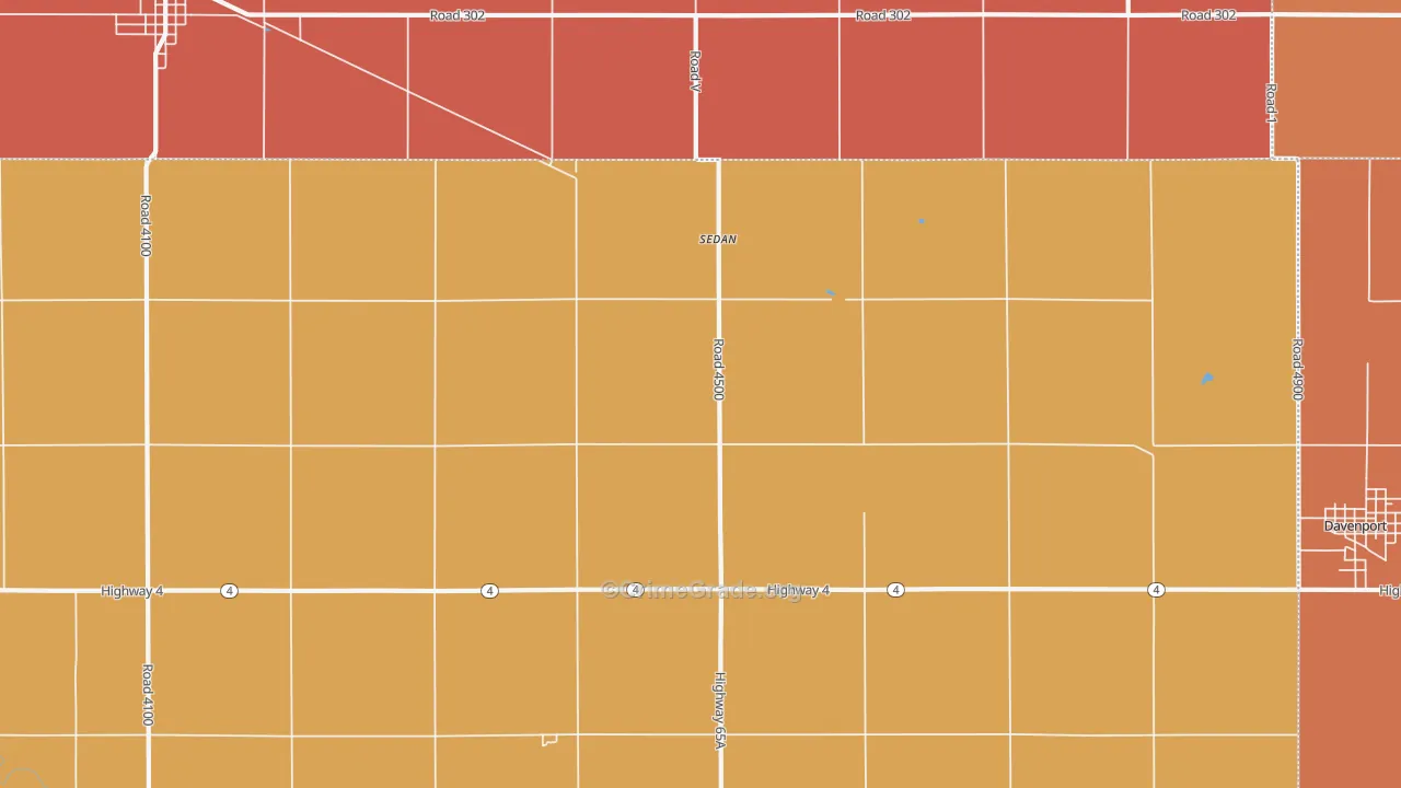 Sedan, NE Map of Robbery Rates