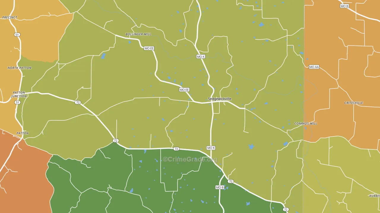 Sedgewickville, MO Map of Robbery Rates