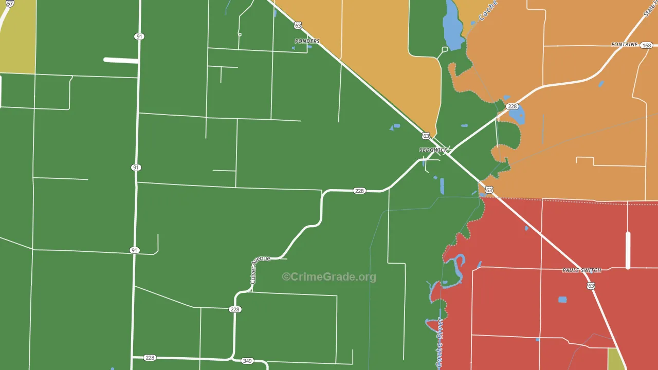 Sedgwick, AR Map of Robbery Rates
