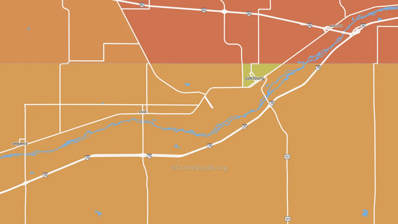 Sedgwick County, CO Map of Robbery Rates