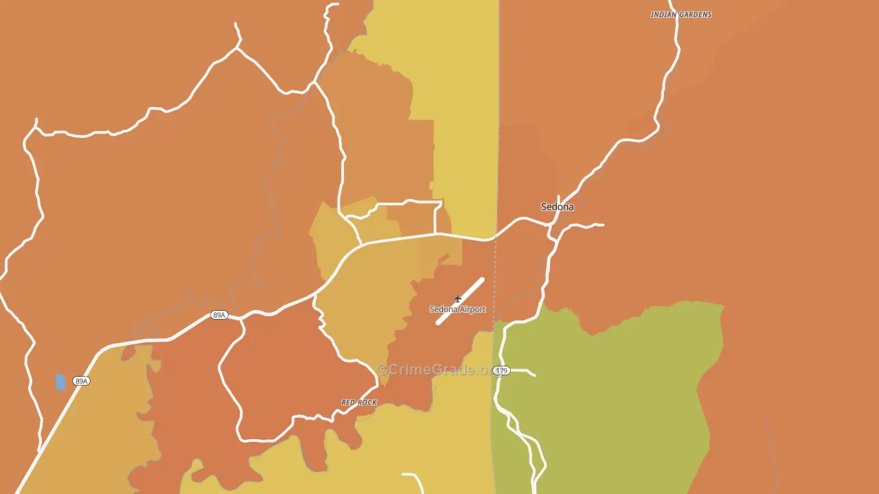 Sedona, AZ Map of Robbery Rates