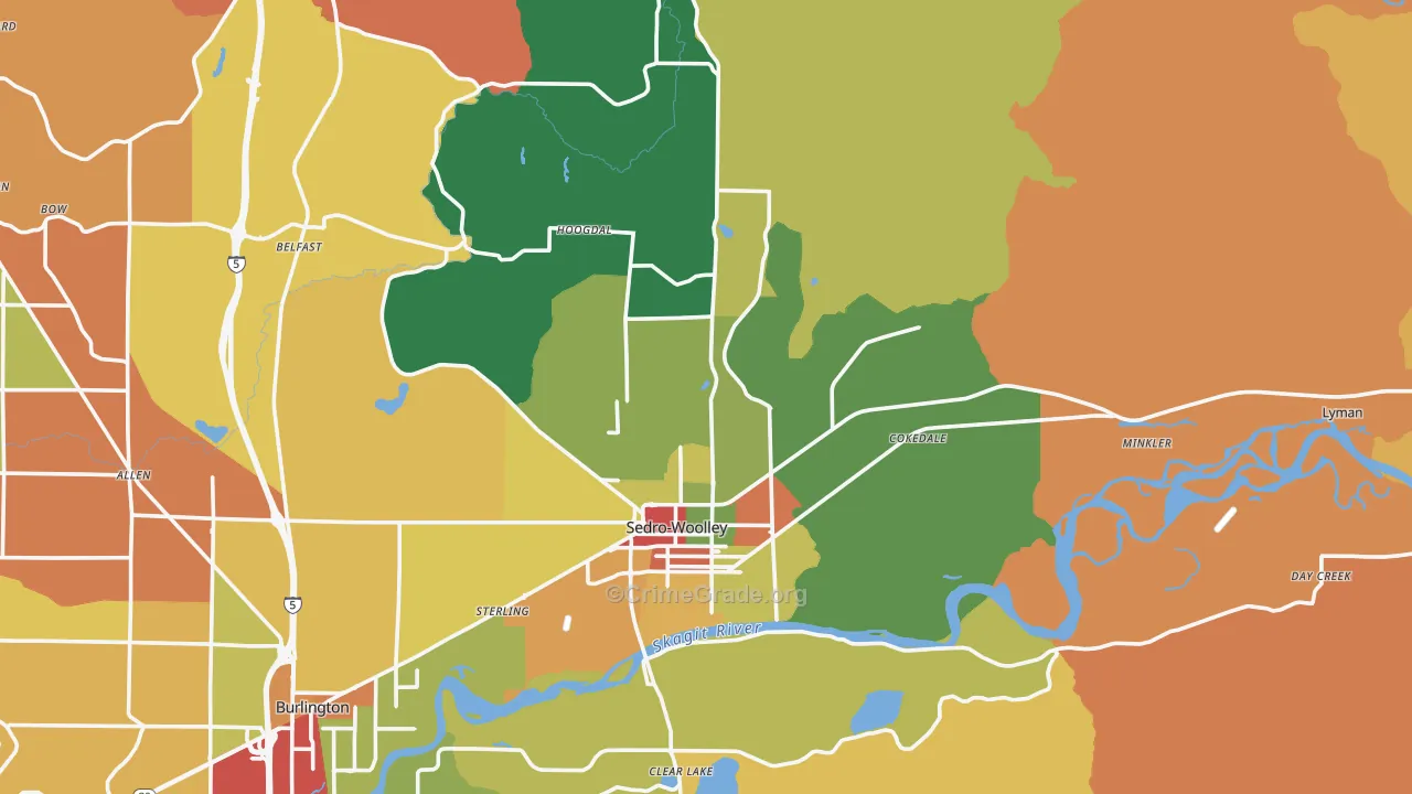 Sedro-Woolley, WA Map of Robbery Rates