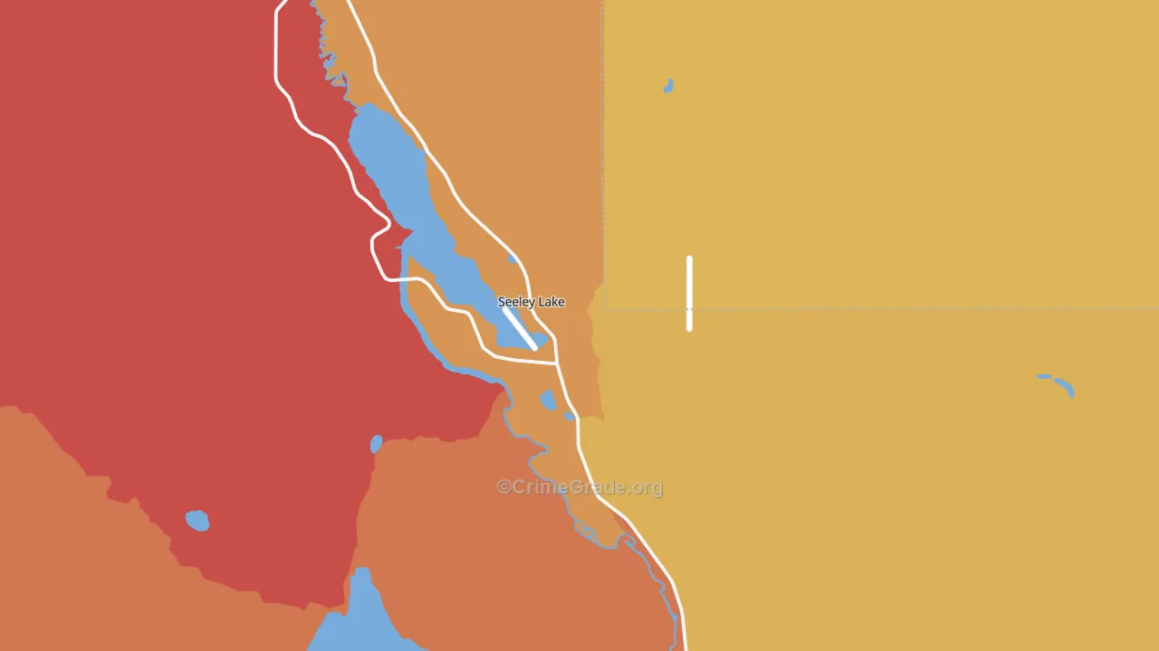 Seeley Lake, MT Map of Robbery Rates