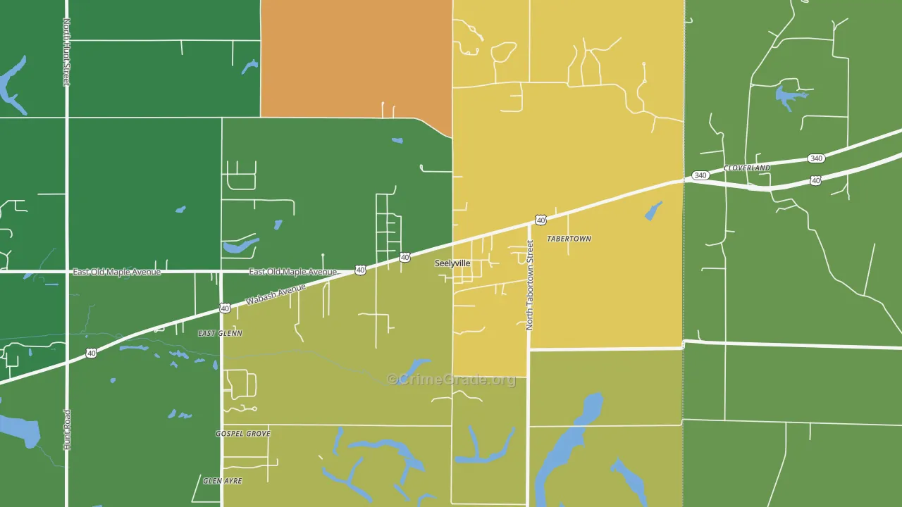 Seelyville, IN Map of Robbery Rates
