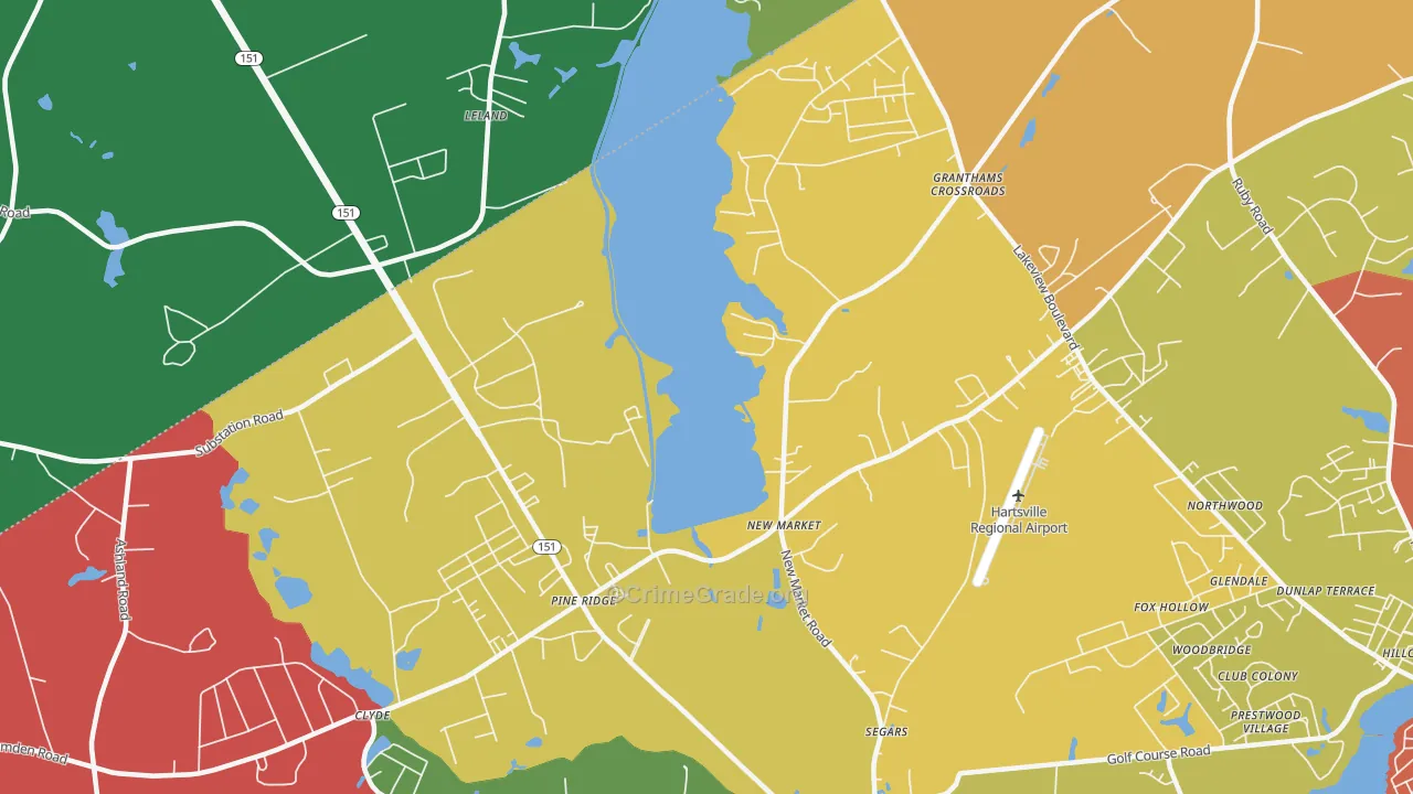 Segars, SC Map of Robbery Rates
