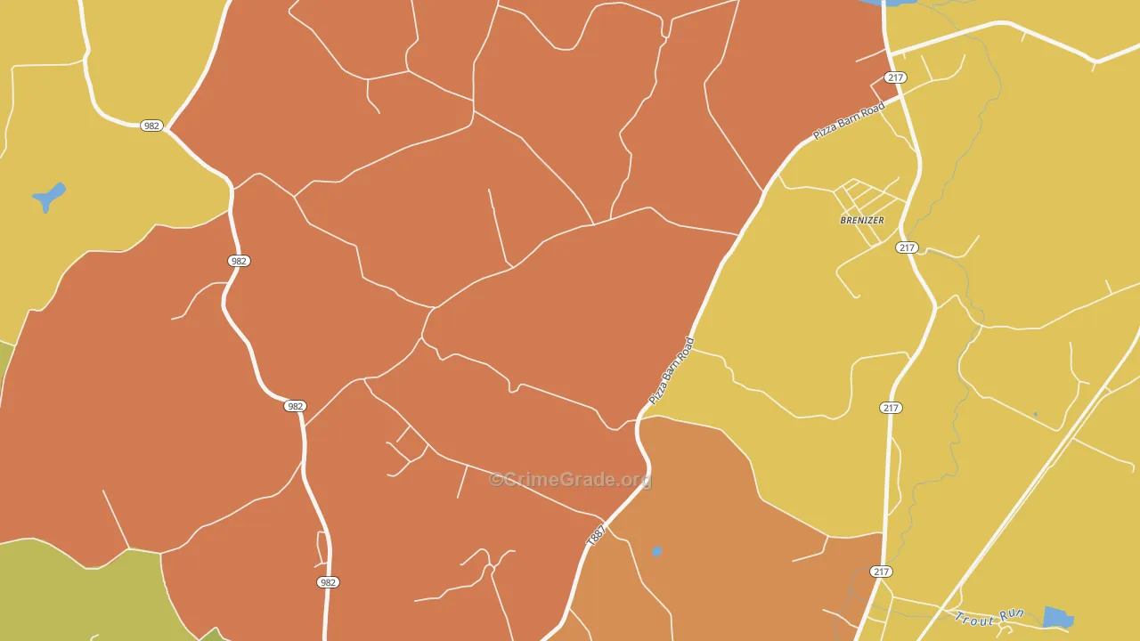 Seger, PA Map of Robbery Rates