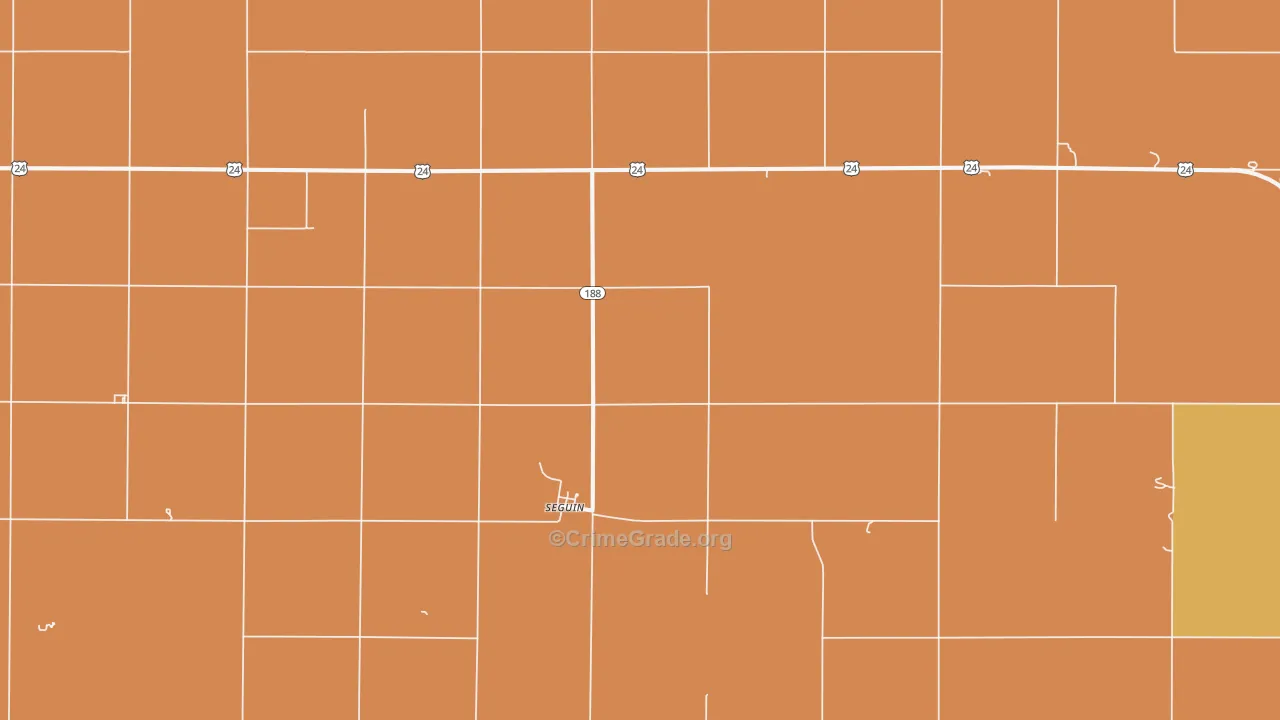 Seguin, KS Map of Robbery Rates