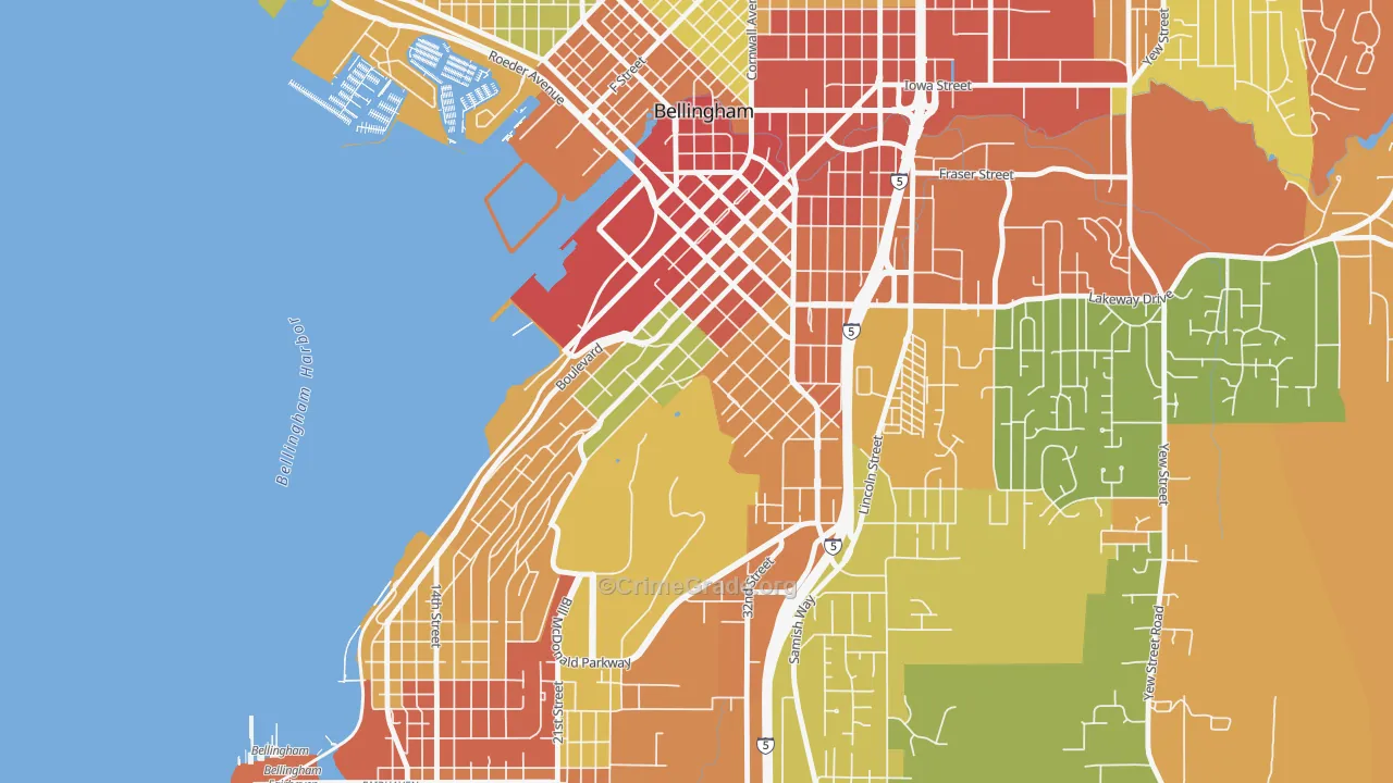 Sehome, Bellingham, WA Map of Robbery Rates