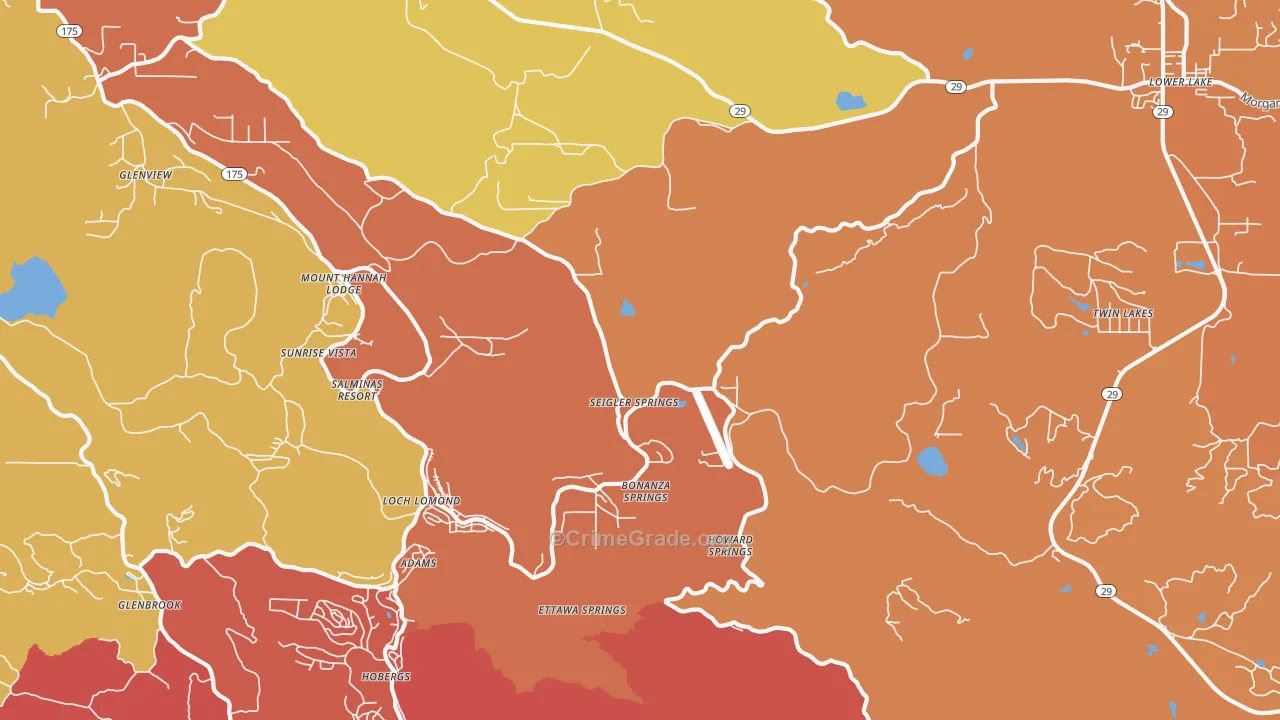 Seigler Springs, CA Map of Robbery Rates
