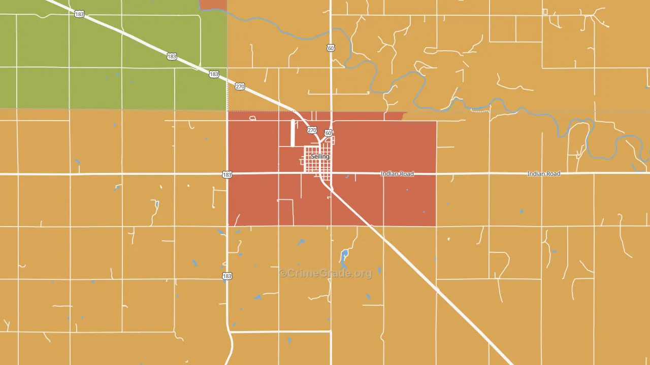 Seiling, OK Map of Robbery Rates
