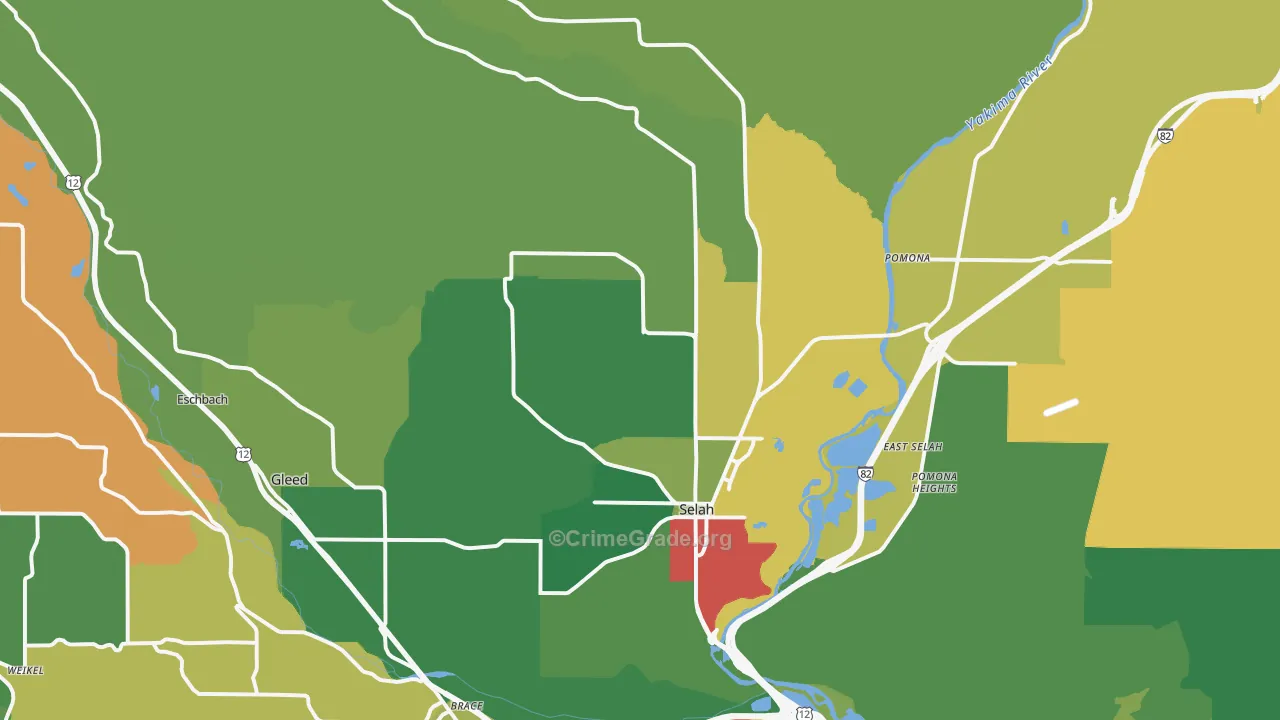 Selah, WA Map of Robbery Rates