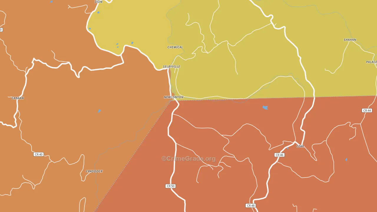 Selbyville, WV Map of Robbery Rates