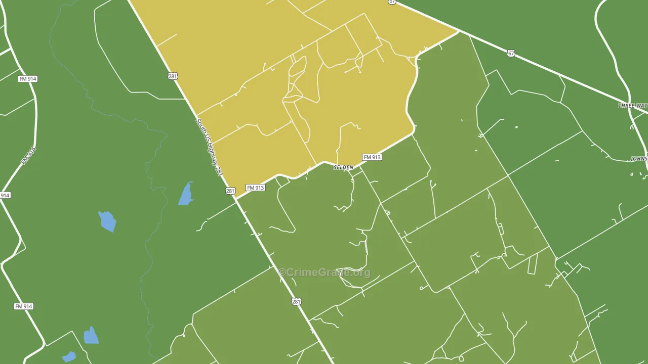 Selden, TX Map of Robbery Rates