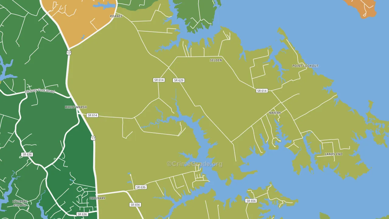 Selden, VA Map of Robbery Rates
